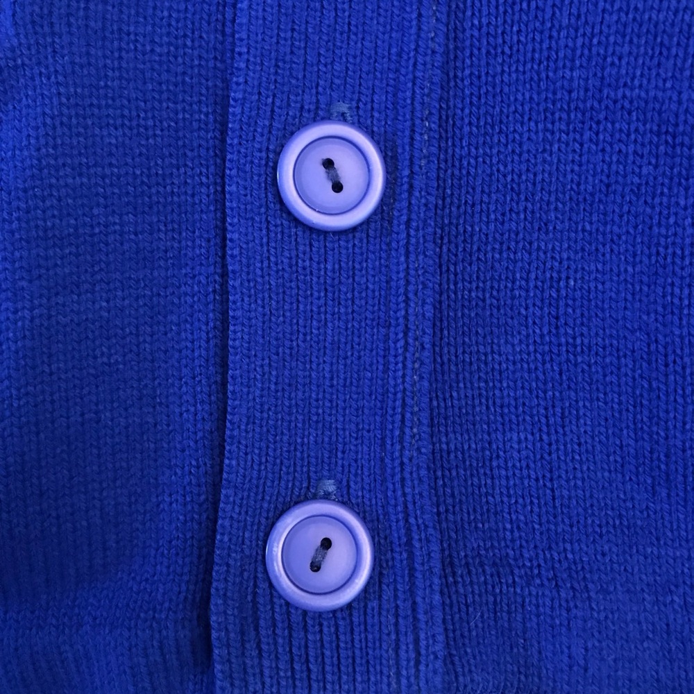 Vintage 80s Letterman Sweater Cardigan Mens Medium Royal Blue Letter G Pockets - Picture 9 of 11